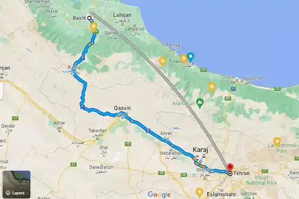 مسیرهای سفر به رشت