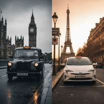 سفر در دل تاریخ و مدرنیته: تفاوت تاکسی‌های لندن و پاریس (Black Cabs vs. Taxis Parisiens) 🚕